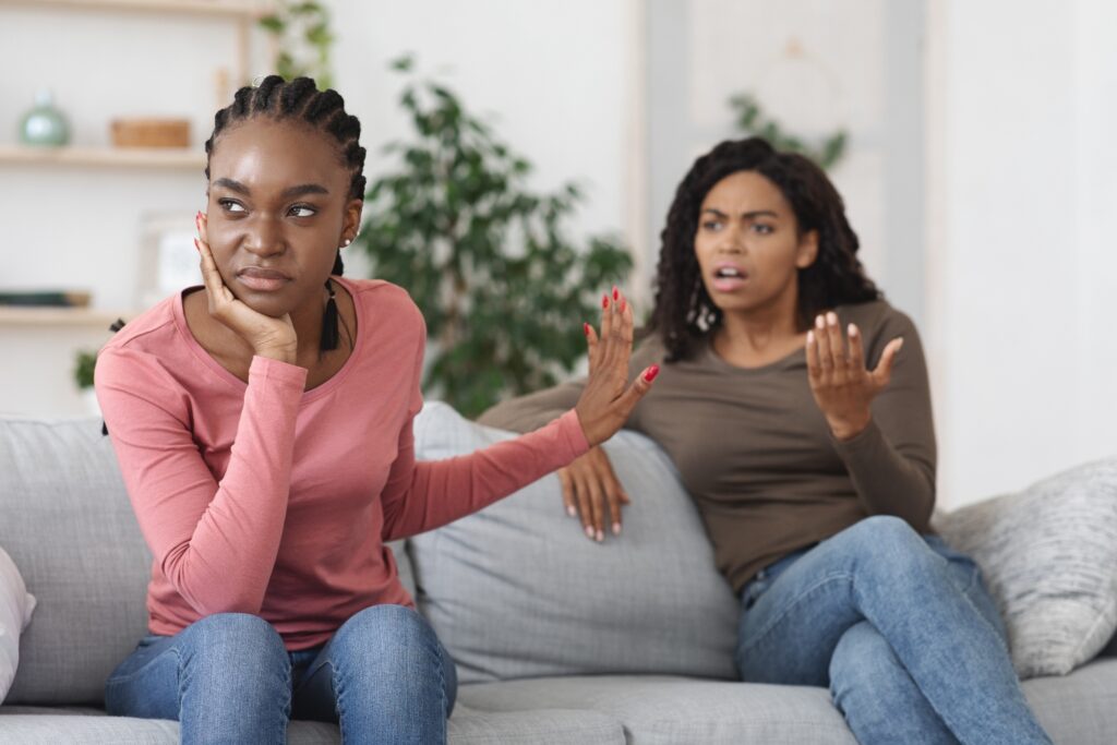 young daughter not listening to mother